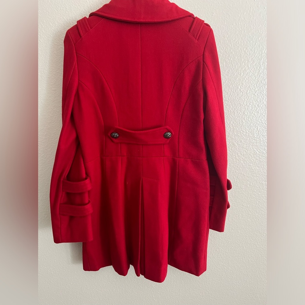 Vintage Guess Los Angeles Red Button Up Wool Blend Peacoat Size M - Picture 8 of 16